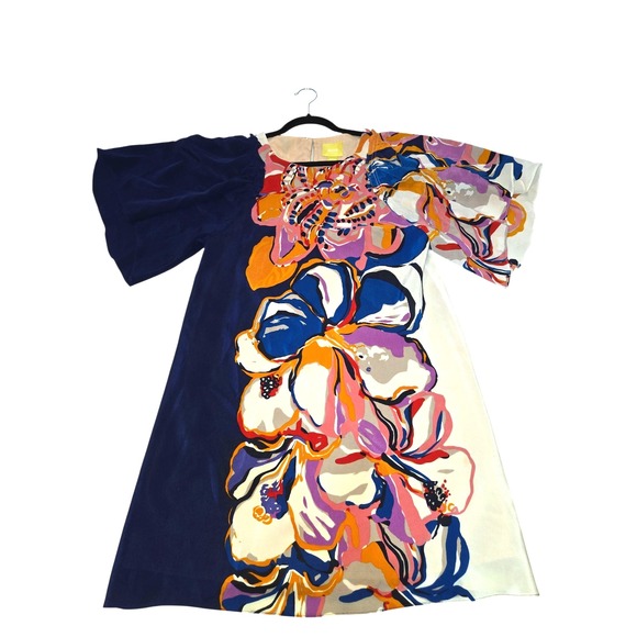 Anthropologie Maeve Vero Floral Silk Multicolor Shift Dress Flowy Sleeve XS - Picture 9 of 16